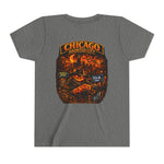 Chicago Haunted City Youth Tee — Halloween Pumpkin Skyline Shirt