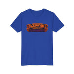 Jacksonville Haunted City Youth Tee — Halloween Smiling Mask Character