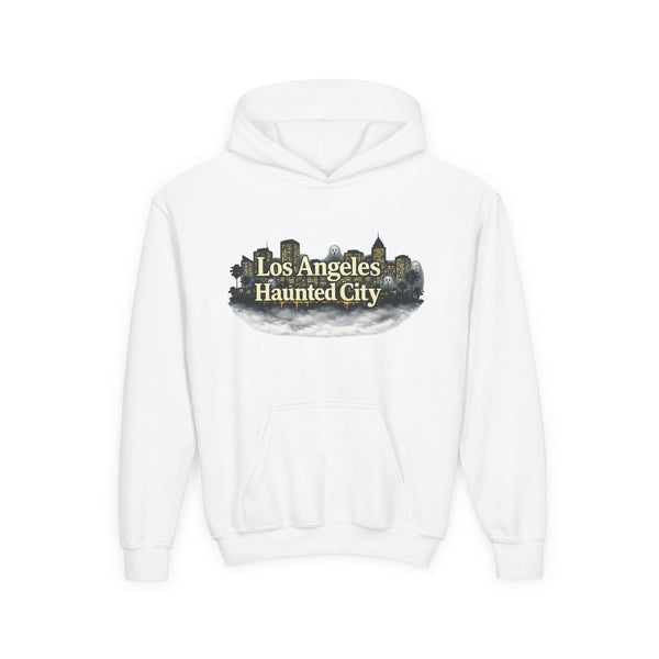 Los Angeles Haunted City Youth Hoodie — Spooky Cityscape Pullover