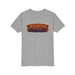 Jacksonville Haunted City Youth Tee — Halloween Smiling Mask Character