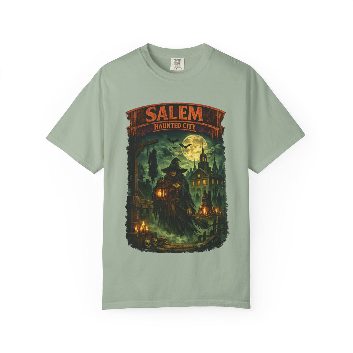 Salem Haunted City T-Shirt — Spooky Witch & Jack-O'-Lantern Halloween Tee