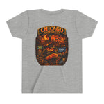 Chicago Haunted City Youth Tee — Halloween Pumpkin Skyline Shirt
