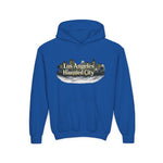 Los Angeles Haunted City Youth Hoodie — Spooky Cityscape Pullover