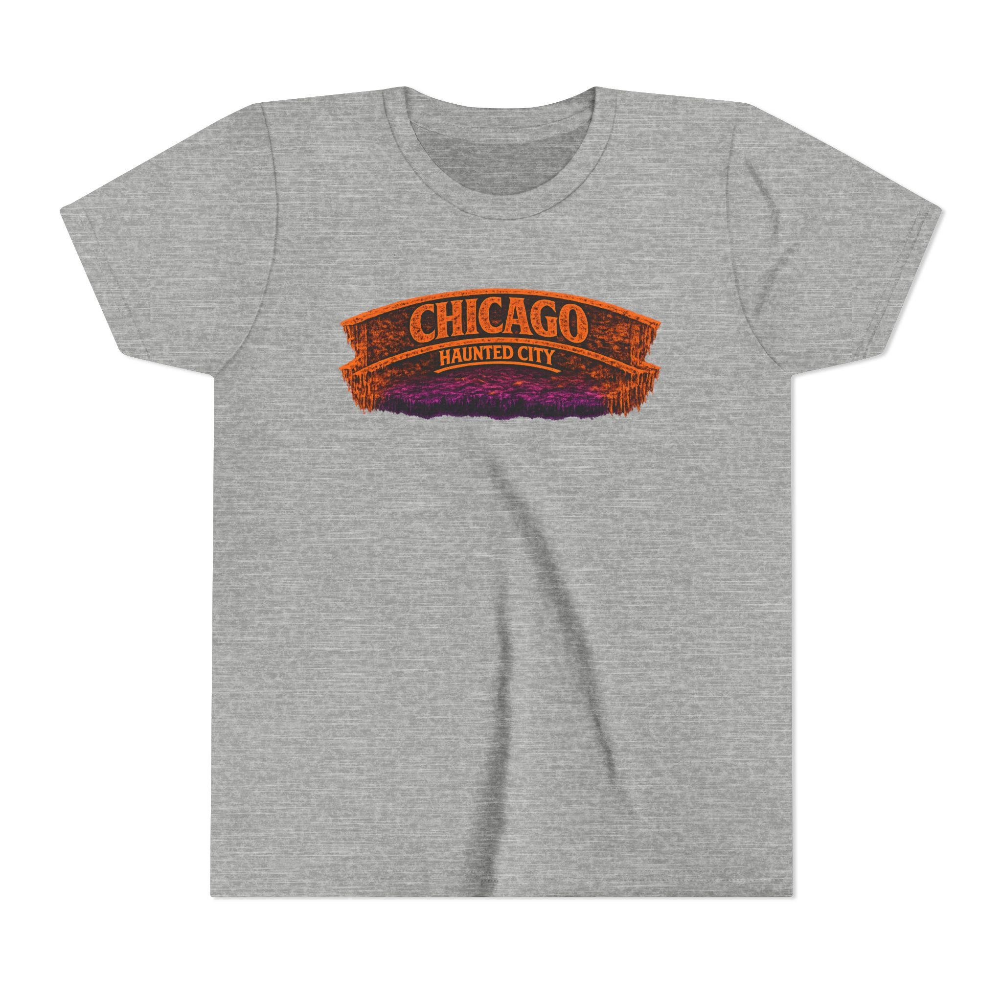 Chicago Haunted City Youth Tee — Halloween Pumpkin Skyline Shirt