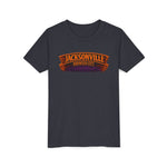 Jacksonville Haunted City Youth Tee — Halloween Smiling Mask Character