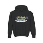 Los Angeles Haunted City Youth Hoodie — Spooky Cityscape Pullover