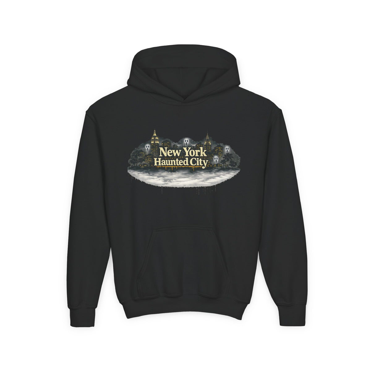 Youth Hoodie – New York Haunted City Vintage Spooky Graphic