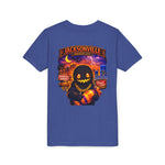 Jacksonville Haunted City Youth Tee — Halloween Smiling Mask Character