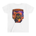 Jacksonville Haunted City Youth Tee — Halloween Smiling Mask Character