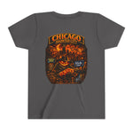 Chicago Haunted City Youth Tee — Halloween Pumpkin Skyline Shirt