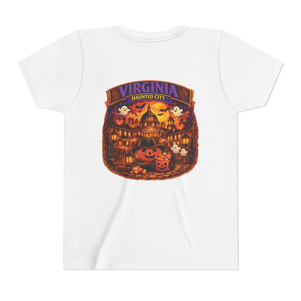 Virginia Haunted City Youth Tee — Halloween Pumpkin Ghosts Tee