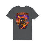 Jacksonville Haunted City Youth Tee — Halloween Smiling Mask Character