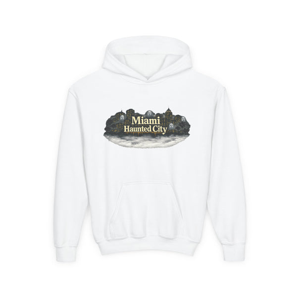 Miami Haunted City Youth Hoodie — Spooky Graveyard Graphic Sweatshirt