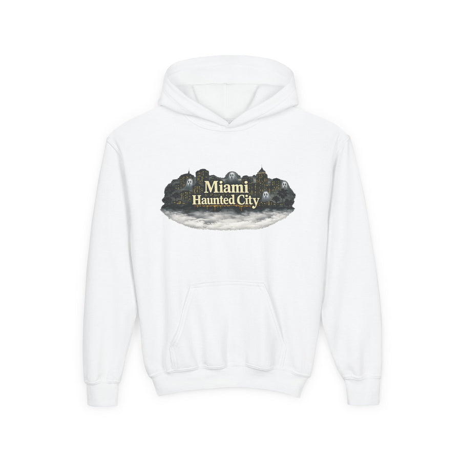 Miami Haunted City Youth Hoodie — Spooky Graveyard Graphic Sweatshirt