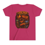 Chicago Haunted City Youth Tee — Halloween Pumpkin Skyline Shirt