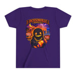 Jacksonville Haunted City Youth Tee — Halloween Smiling Mask Character