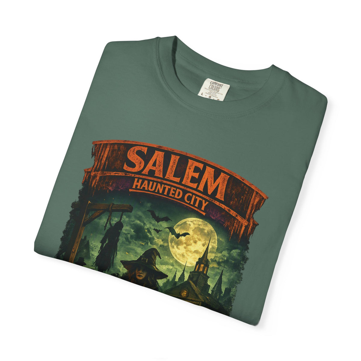 Salem Haunted City T-Shirt — Spooky Witch & Jack-O'-Lantern Halloween Tee