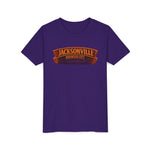 Jacksonville Haunted City Youth Tee — Halloween Smiling Mask Character
