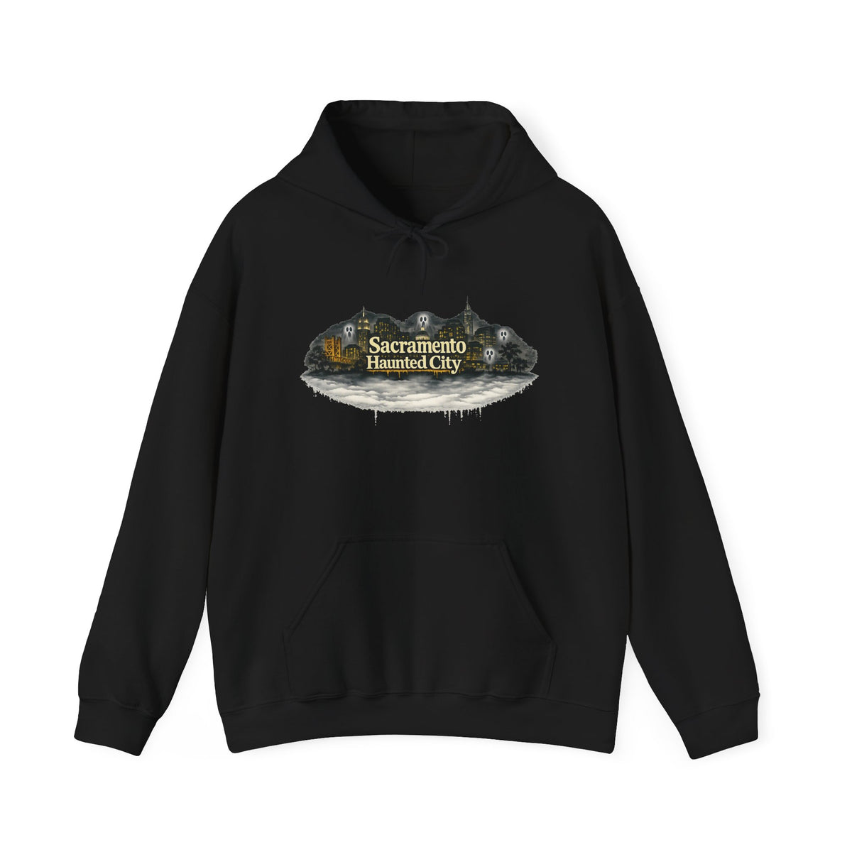 Sacramento Haunted City Hoodie — Spooky Vintage Ghost Town Graphic