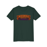 Jacksonville Haunted City Youth Tee — Halloween Smiling Mask Character