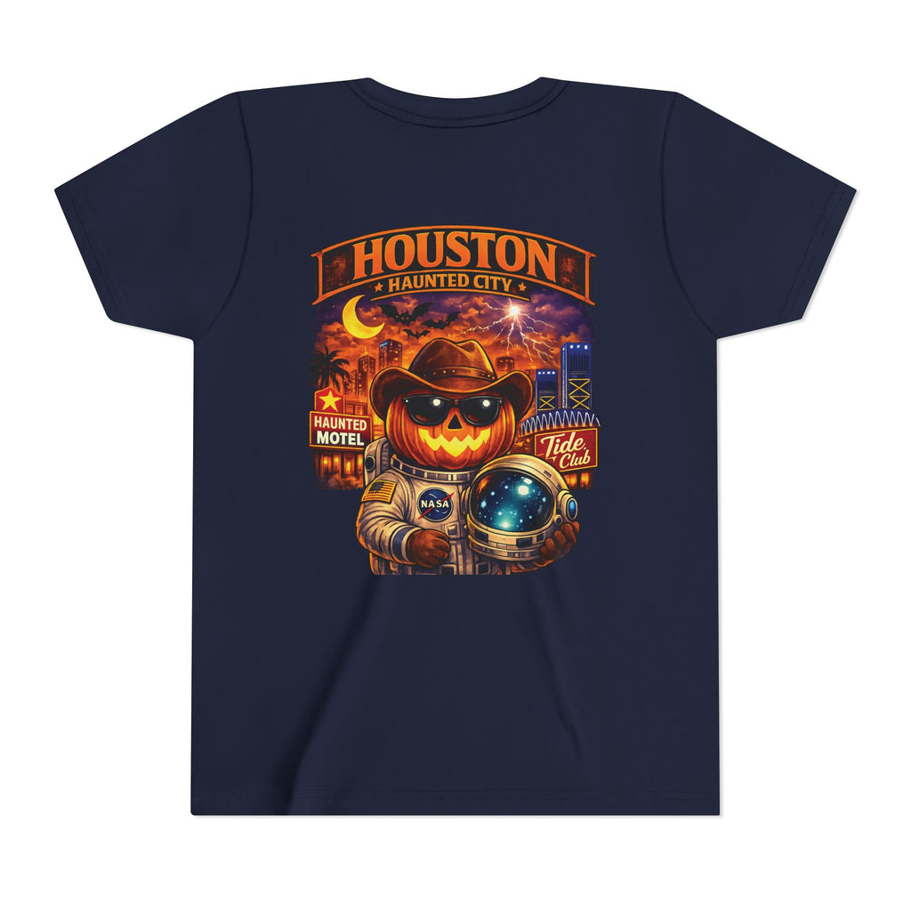 Youth Tee - Houston Haunted City Pumpkin Astronaut Halloween Shirt