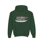 Los Angeles Haunted City Youth Hoodie — Spooky Cityscape Pullover