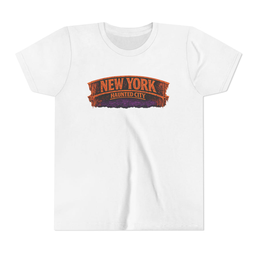 New York Haunted City Youth Tee — Halloween Pumpkin Jack-O'-Lantern Shirt