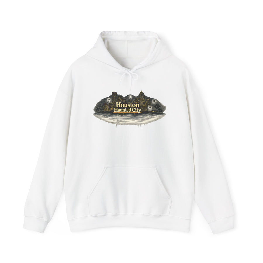 Houston Haunted City Hoodie — Vintage Spooky Ghost Design