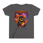 Jacksonville Haunted City Youth Tee — Halloween Smiling Mask Character