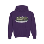 Los Angeles Haunted City Youth Hoodie — Spooky Cityscape Pullover